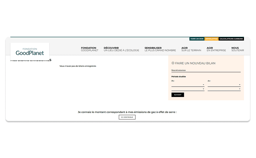 Aperçu du calculateur carbone gratuit de GoodPlanet
